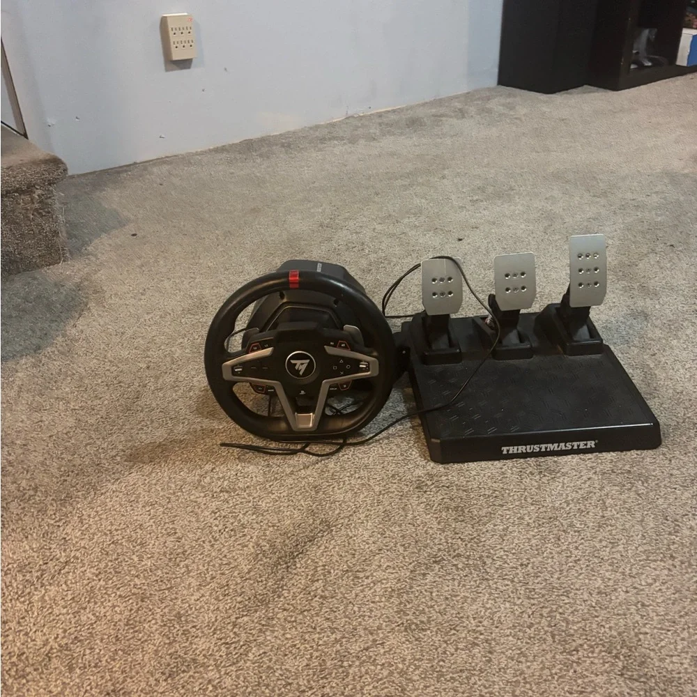 Sony Black and Silver Racing Wheel and Pedals